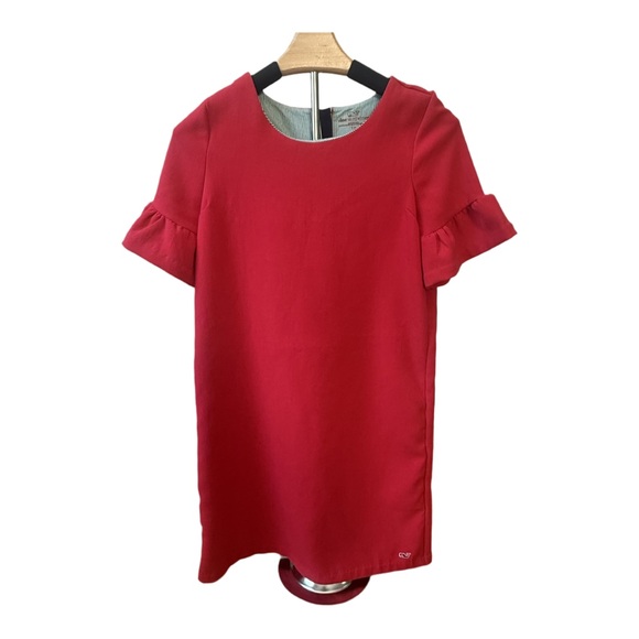 Vineyard Vines Puff Sleeve Red Dress Sz 12 EUC - Picture 1 of 8